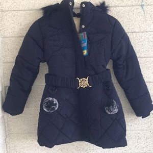 Kids Girls Puffy Jackets XXL Navy